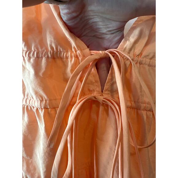 A.L.C. Lucca Coral Ruffle Tiered Mini Dress With Plunge Neckline Size 2 - Picture 7 of 11